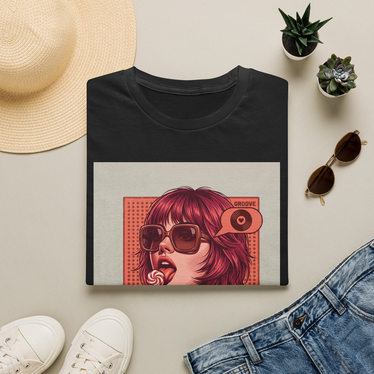 Retro Pop Art T-Shirt — 'Relax, Baby' Sunglasses Girl Graphic Printify