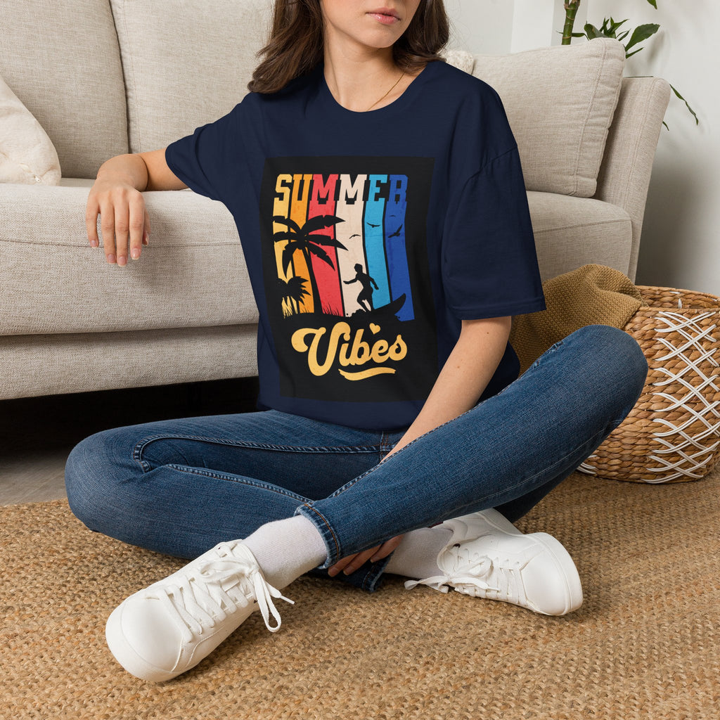 Summer Vibes T-Shirt — Retro Palm Tree Surf Graphic Printify