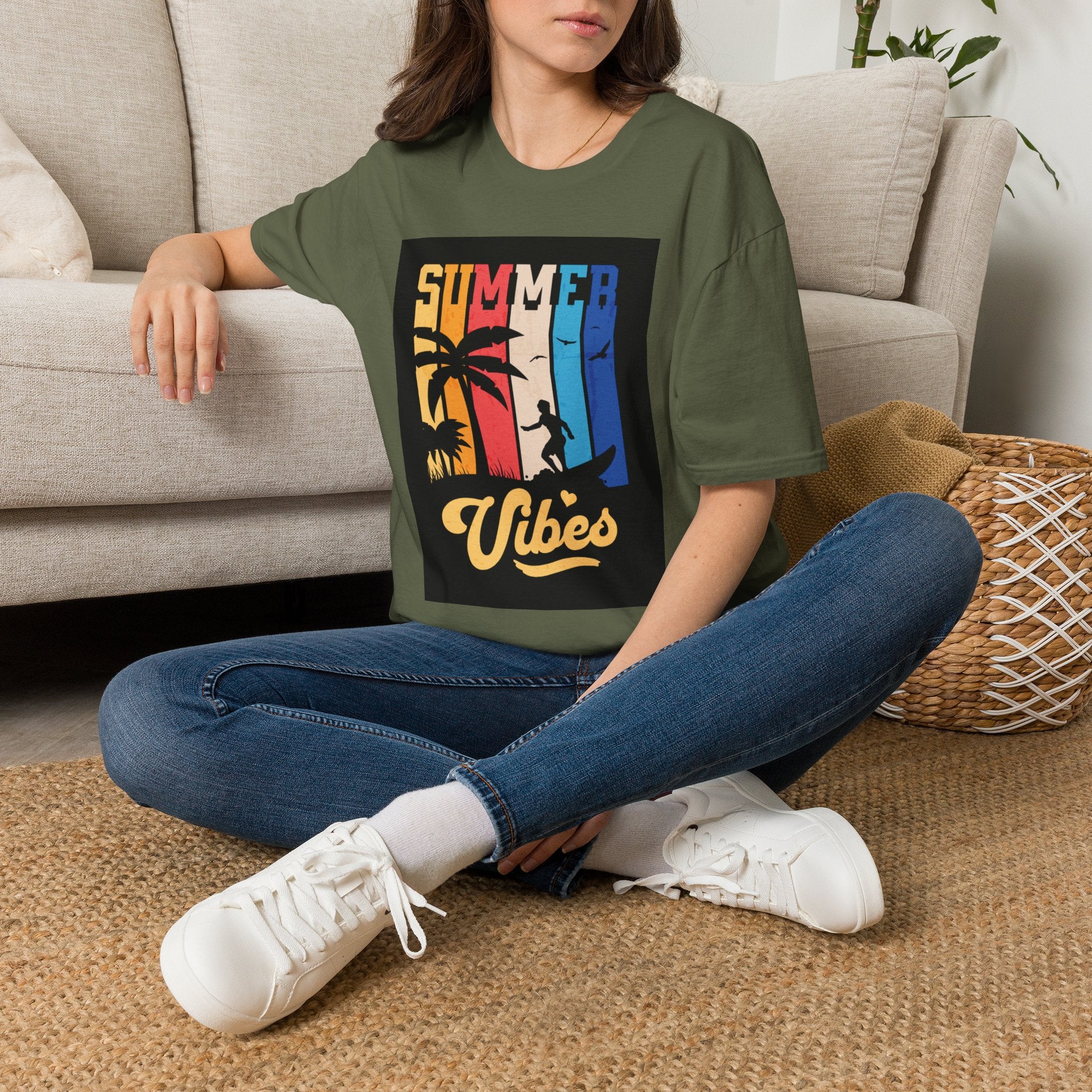 Summer Vibes T-Shirt — Retro Palm Tree Surf Graphic Printify
