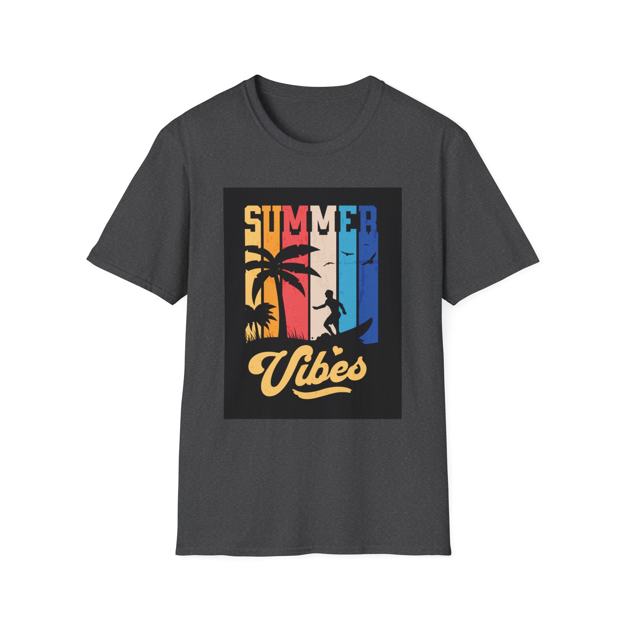 Summer Vibes T-Shirt — Retro Palm Tree Surf Graphic Printify