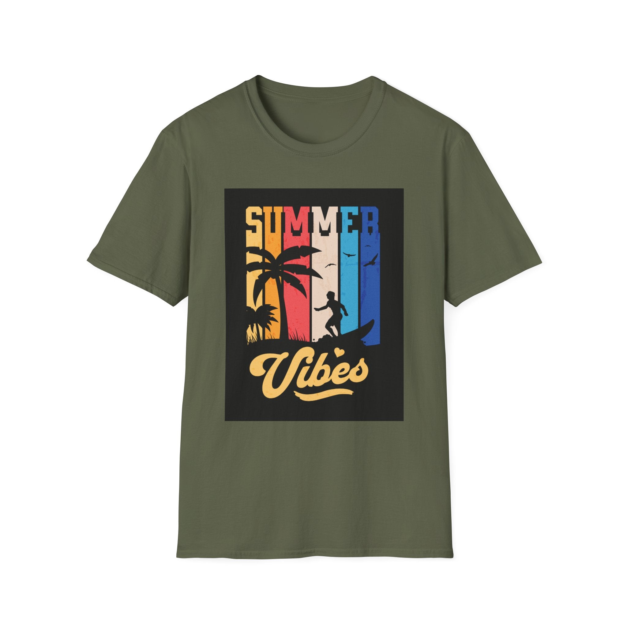 Summer Vibes T-Shirt — Retro Palm Tree Surf Graphic Printify