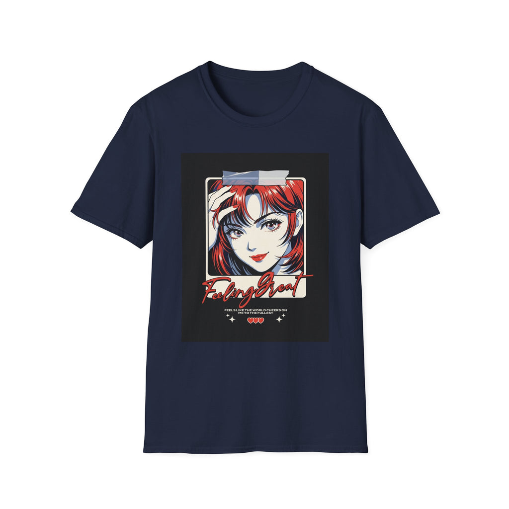 Anime Girl Portrait T-Shirt — Retro Redhead Illustration Tee Printify