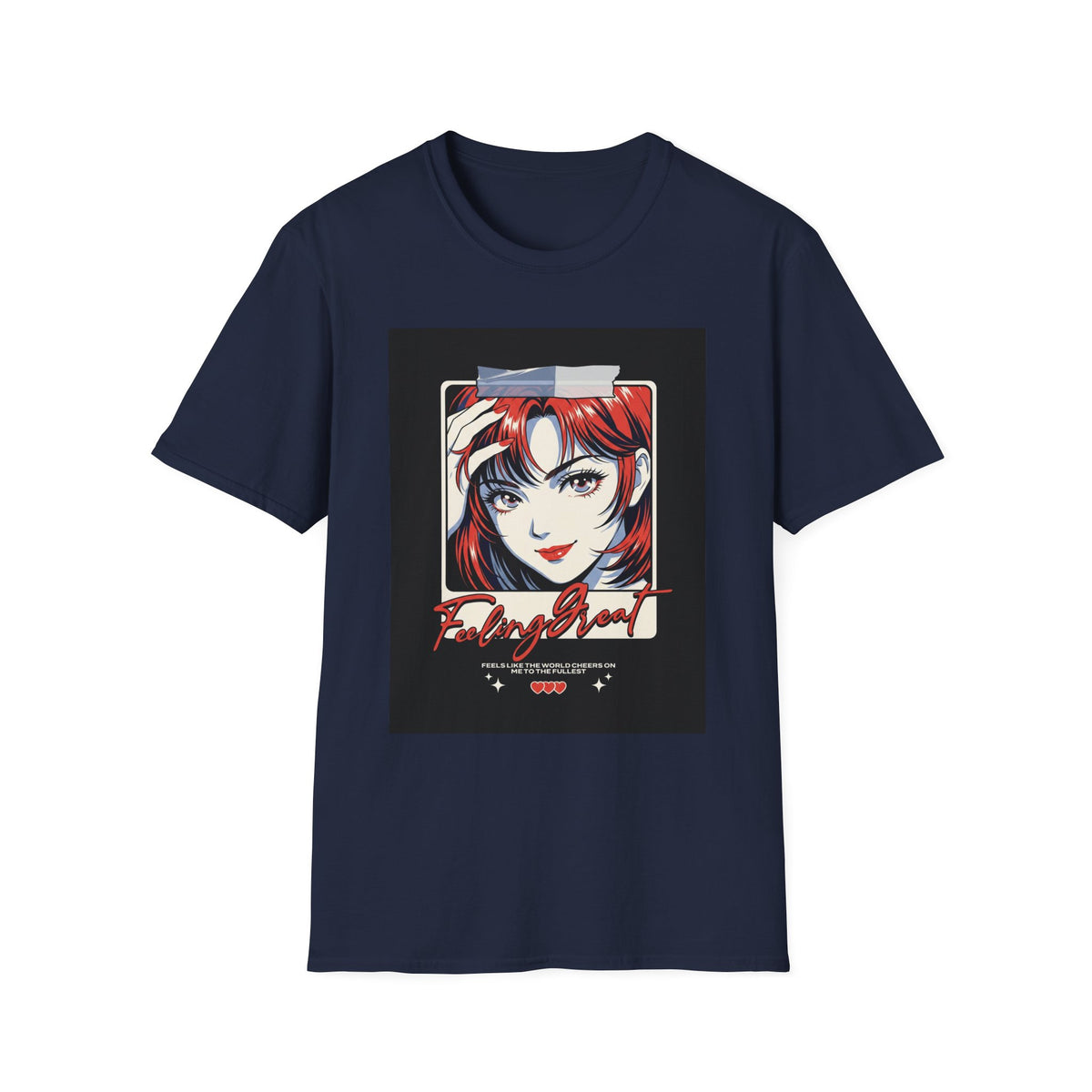 Anime Girl Portrait T-Shirt — Retro Redhead Illustration Tee Printify