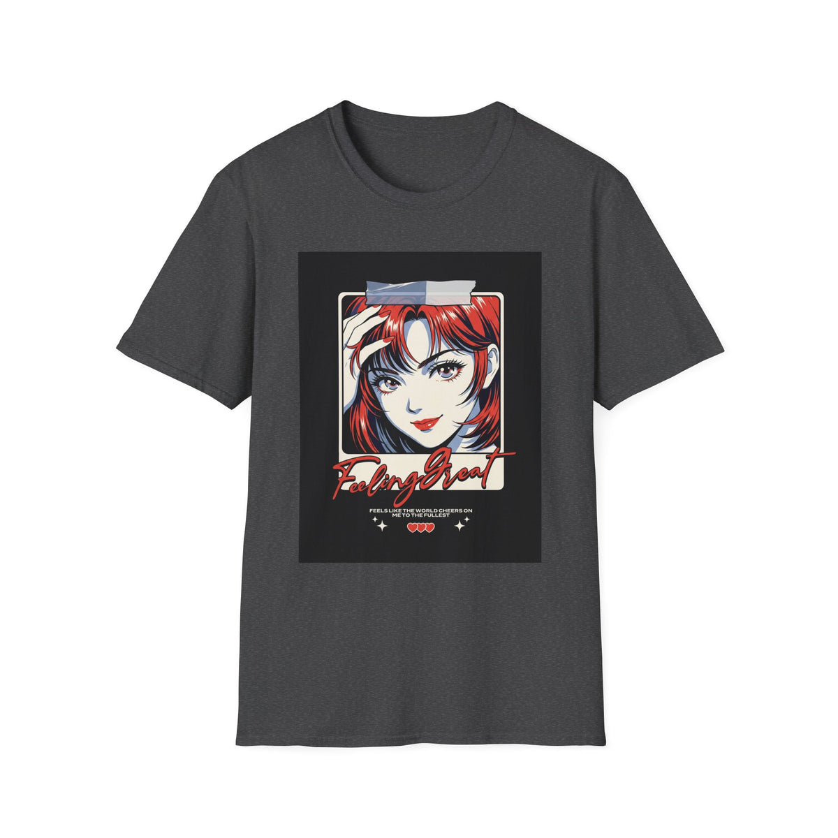 Anime Girl Portrait T-Shirt — Retro Redhead Illustration Tee Printify
