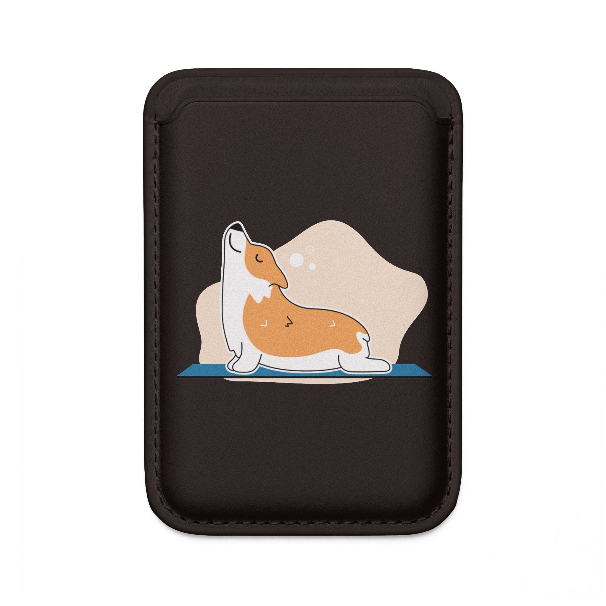MagSafe Vegan Card Wallet — Corgi Yoga Illustration Printify