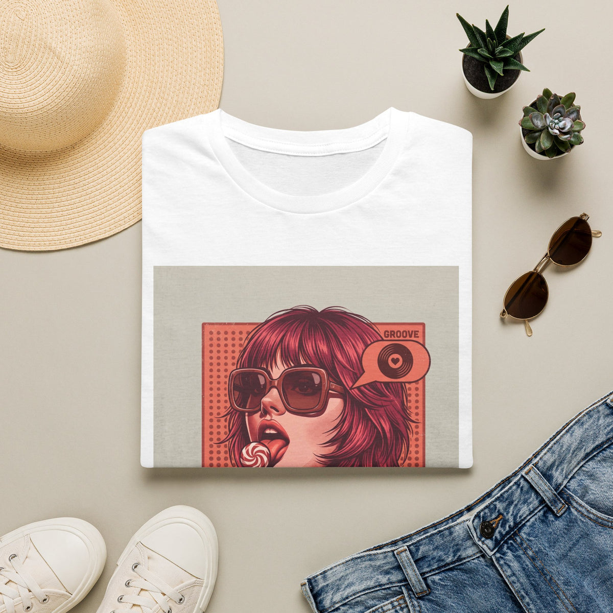 Retro Pop Art T-Shirt — 'Relax, Baby' Sunglasses Girl Graphic Printify