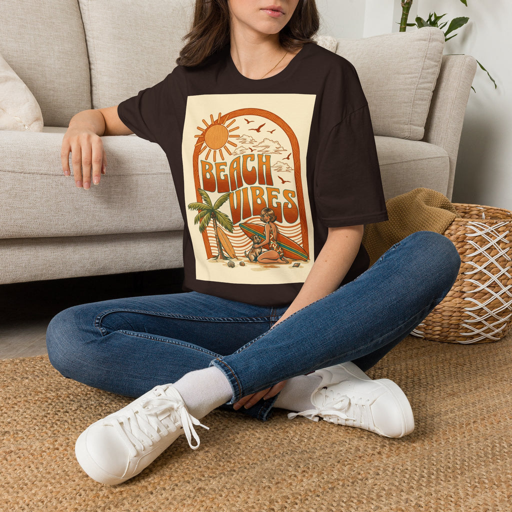 Beach Vibes T-Shirt — Retro Sun & Palm Graphic Tee Printify