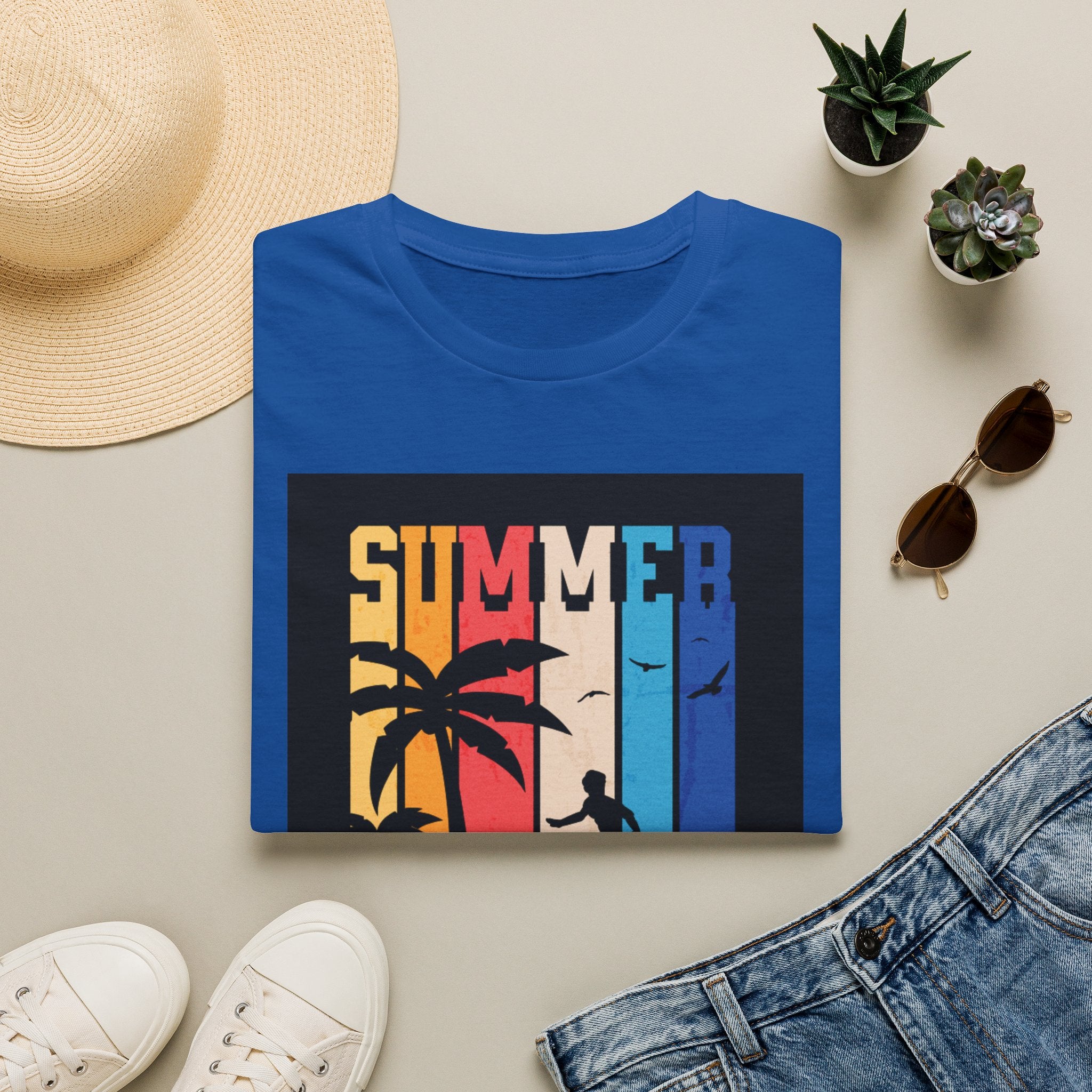 Summer Vibes T-Shirt — Retro Palm Tree Surf Graphic Printify