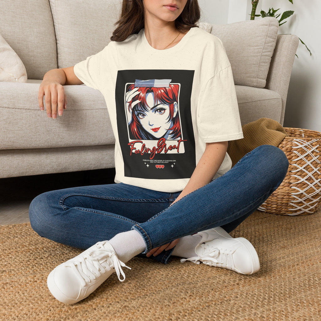 Anime Girl Portrait T-Shirt — Retro Redhead Illustration Tee Printify
