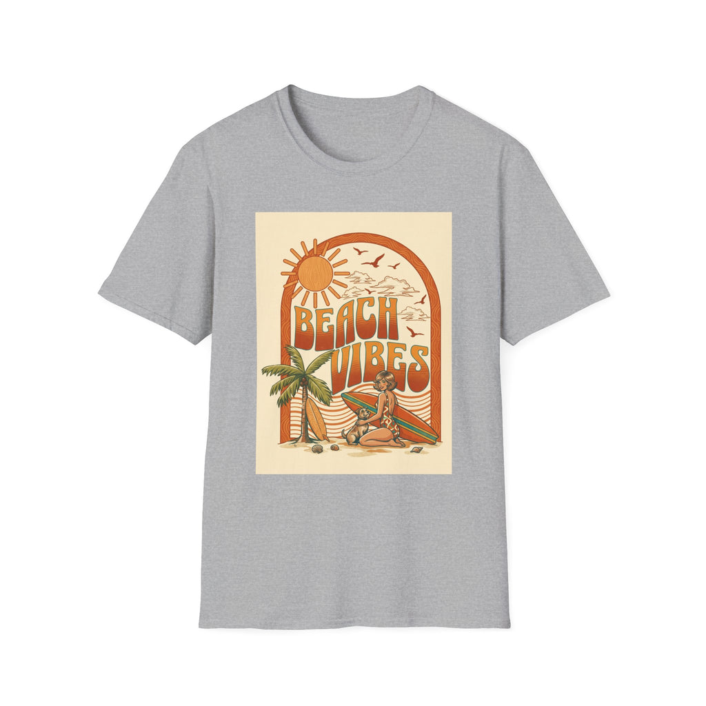 Beach Vibes T-Shirt — Retro Sun & Palm Graphic Tee Printify
