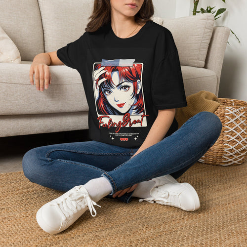 Anime Girl Portrait T-Shirt — Retro Redhead Illustration Tee Printify