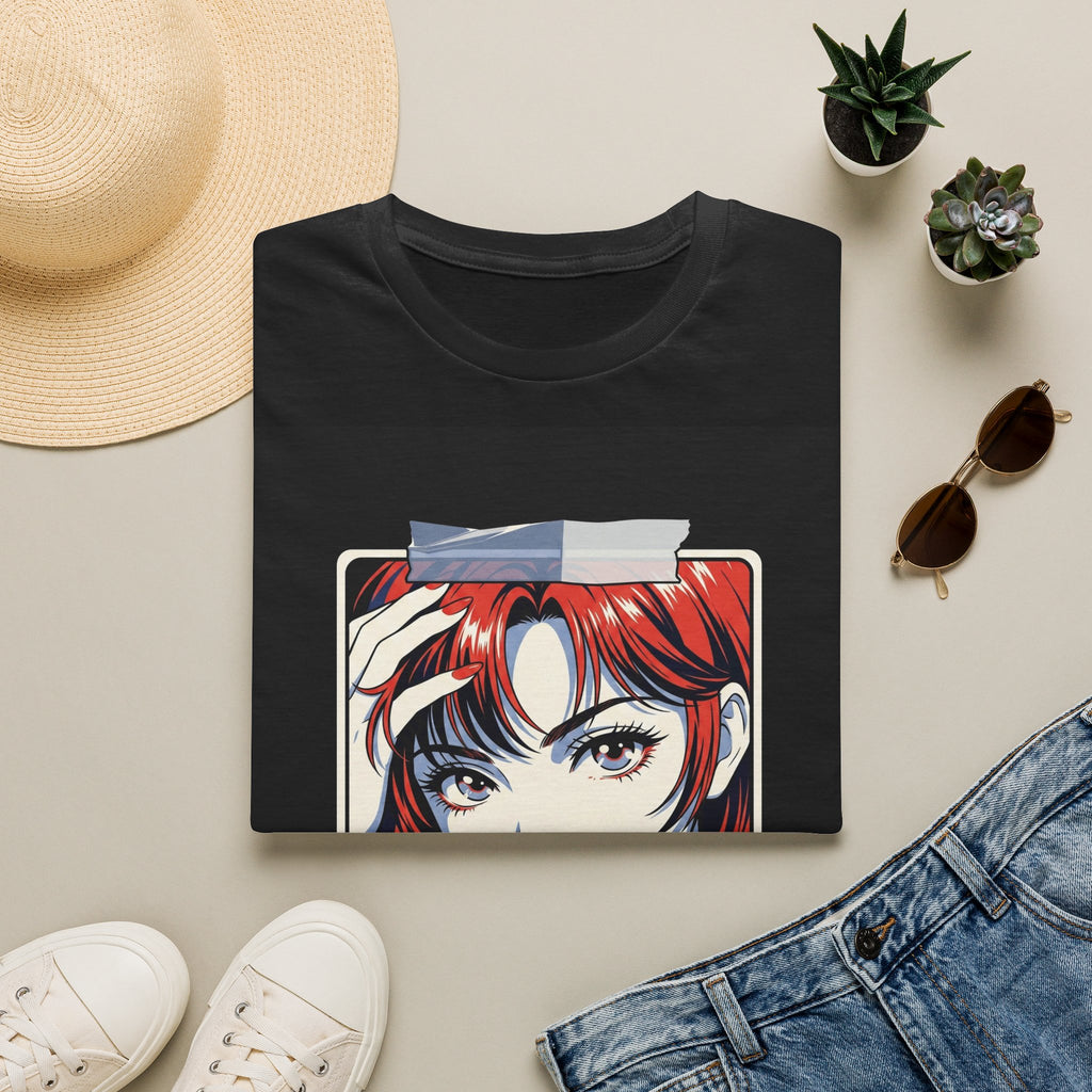 Anime Girl Portrait T-Shirt — Retro Redhead Illustration Tee Printify