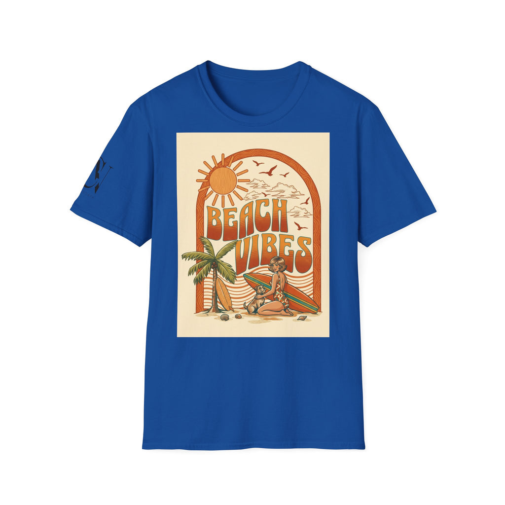 Beach Vibes T-Shirt — Retro Sun & Palm Graphic Tee Printify