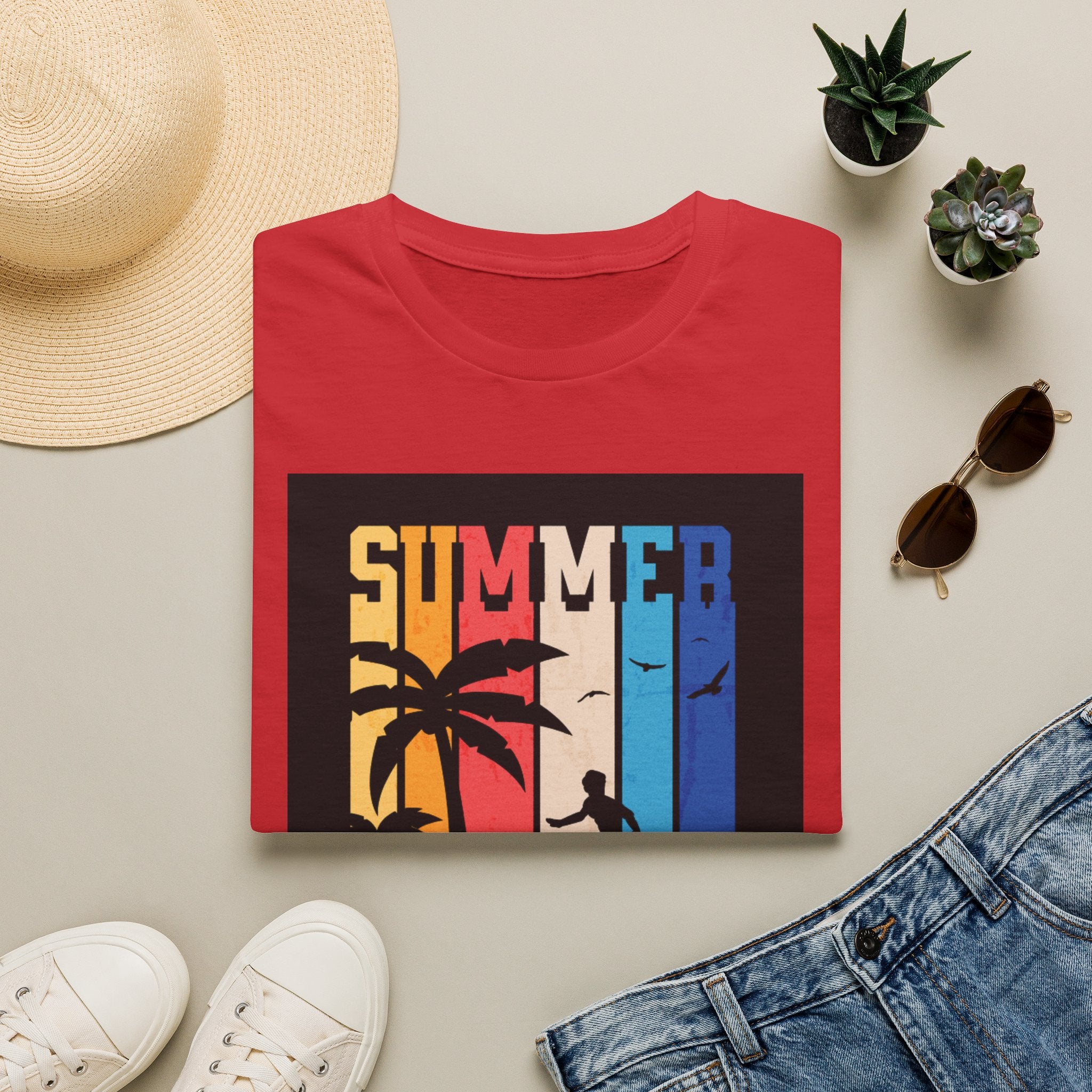 Summer Vibes T-Shirt — Retro Palm Tree Surf Graphic Printify