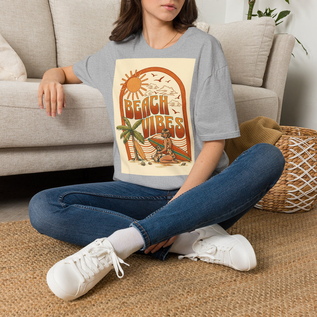 Beach Vibes T-Shirt — Retro Sun & Palm Graphic Tee Printify