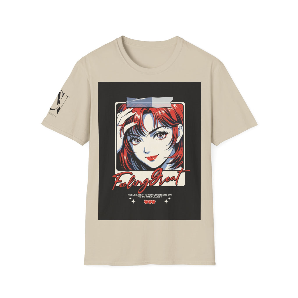 Anime Girl Portrait T-Shirt — Retro Redhead Illustration Tee Printify