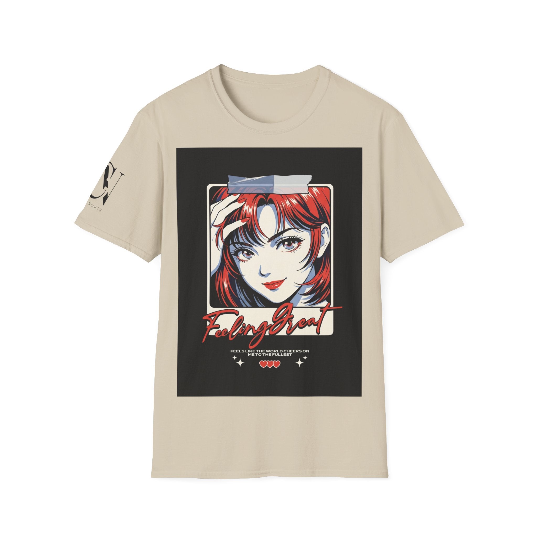 Anime Girl Portrait T-Shirt — Retro Redhead Illustration Tee Printify