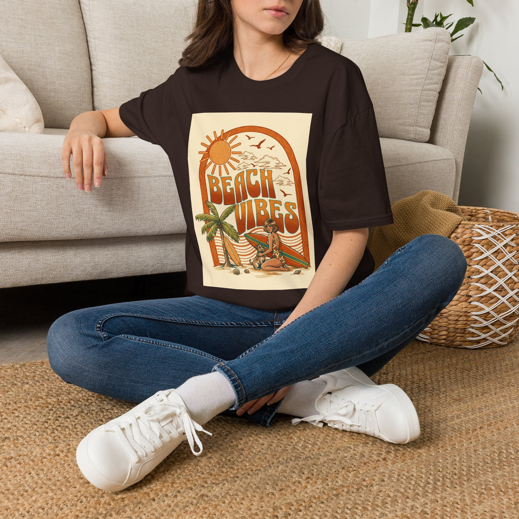 Beach Vibes T-Shirt — Retro Sun & Palm Graphic Tee Printify