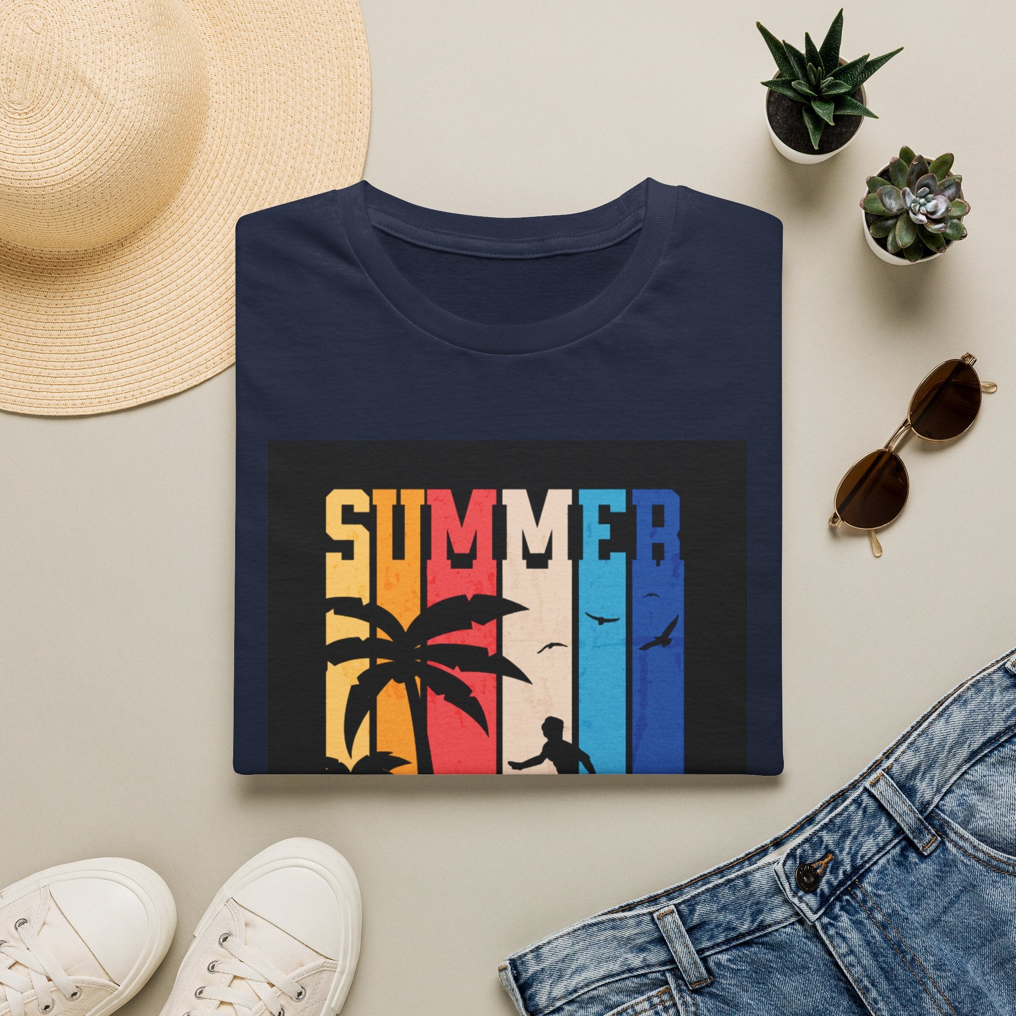 Summer Vibes T-Shirt — Retro Palm Tree Surf Graphic Printify