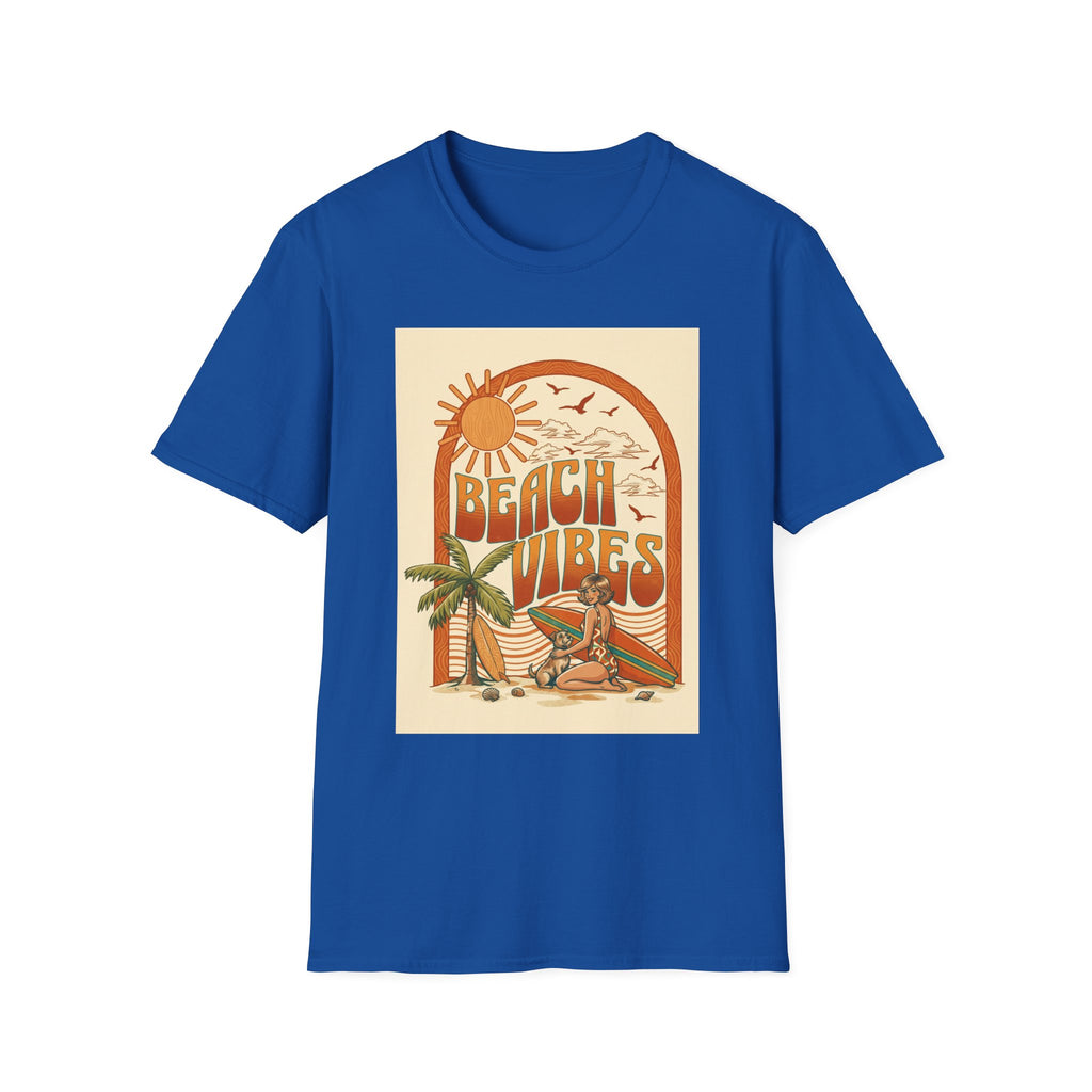 Beach Vibes T-Shirt — Retro Sun & Palm Graphic Tee Printify