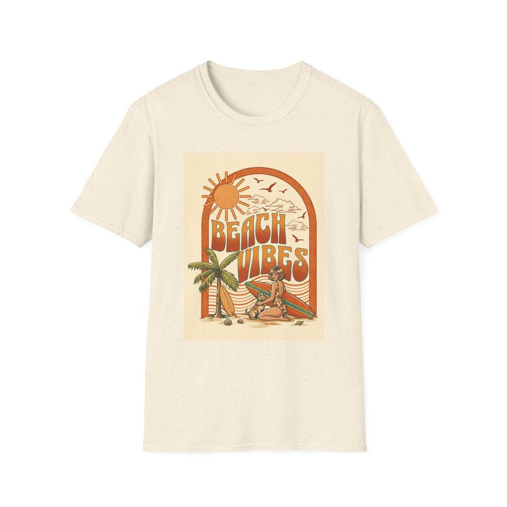 Beach Vibes T-Shirt — Retro Sun & Palm Graphic Tee Printify