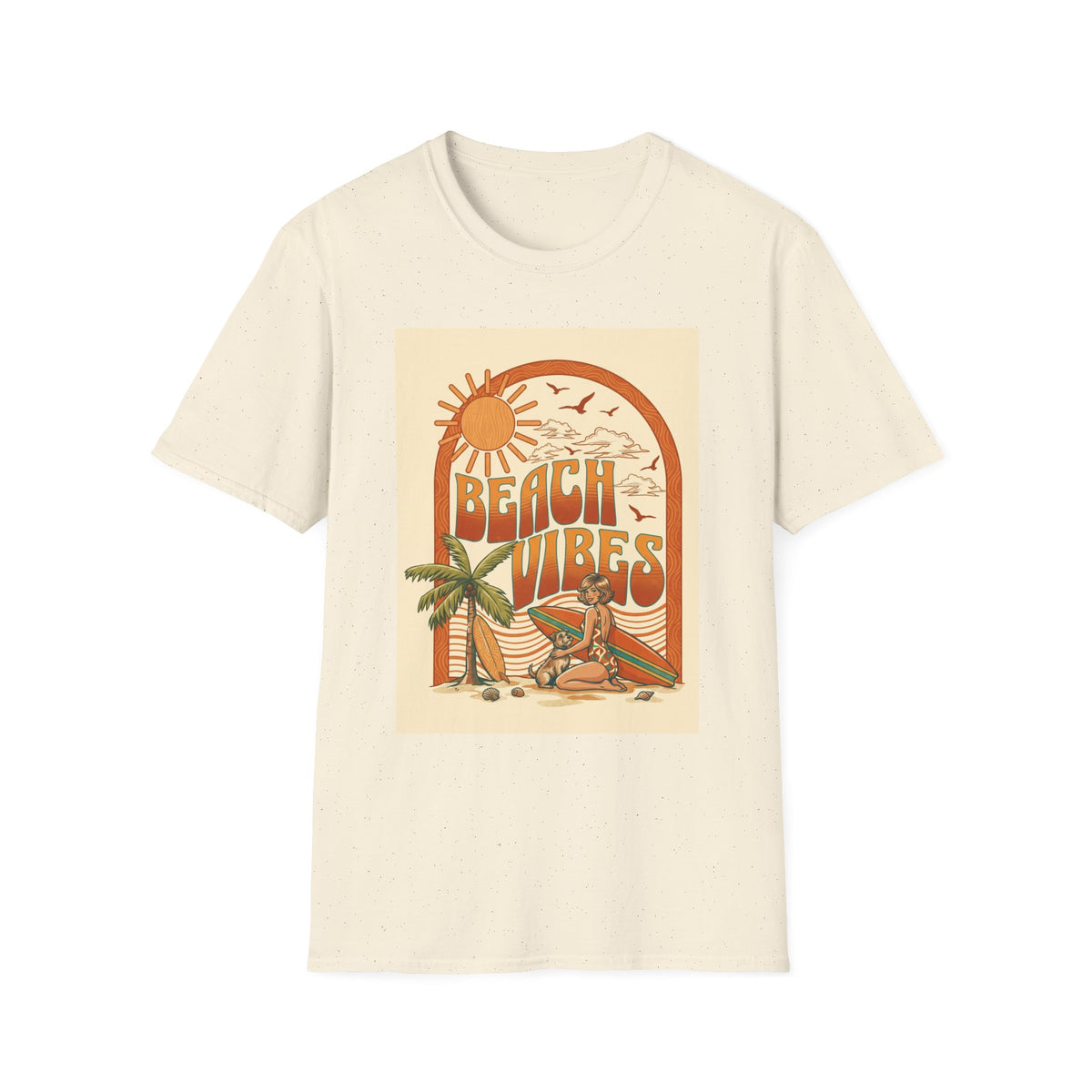 Beach Vibes T-Shirt — Retro Sun & Palm Graphic Tee Printify