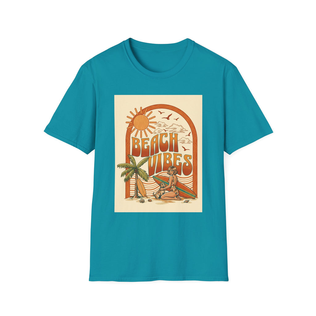 Beach Vibes T-Shirt — Retro Sun & Palm Graphic Tee Printify