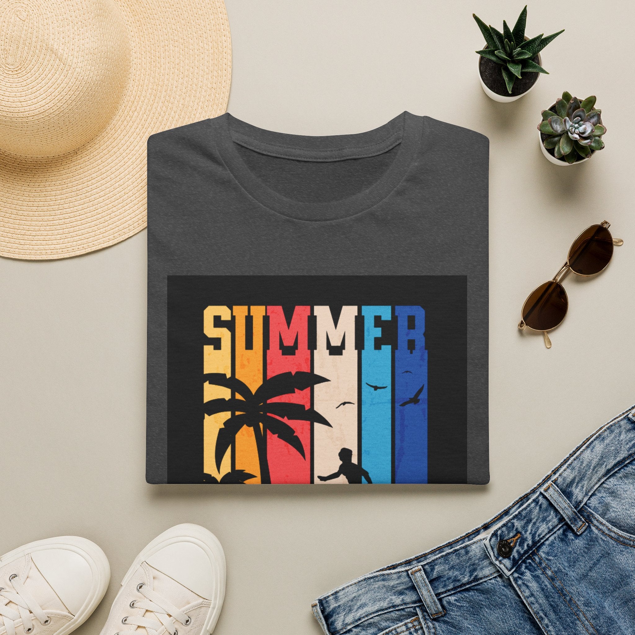 Summer Vibes T-Shirt — Retro Palm Tree Surf Graphic Printify