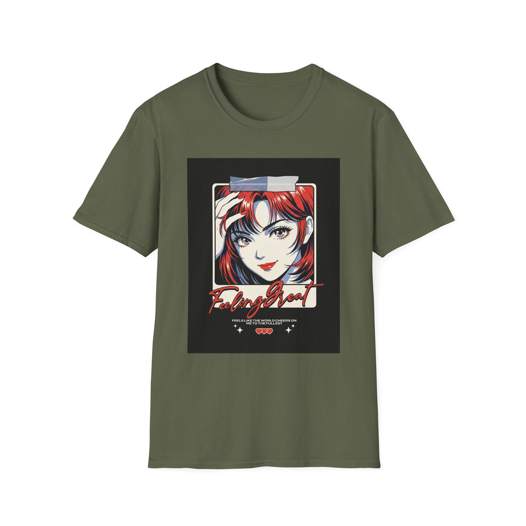 Anime Girl Portrait T-Shirt — Retro Redhead Illustration Tee Printify