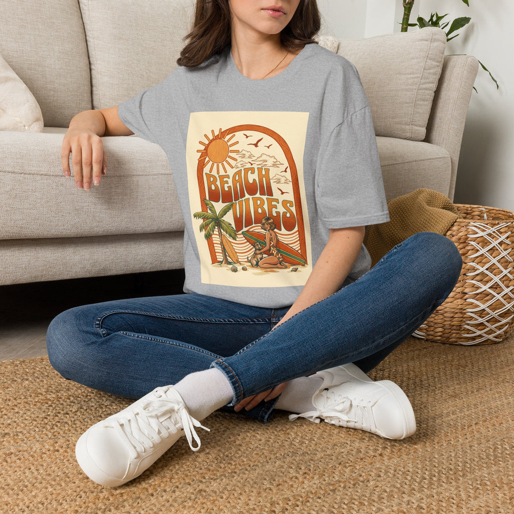 Beach Vibes T-Shirt — Retro Sun & Palm Graphic Tee Printify