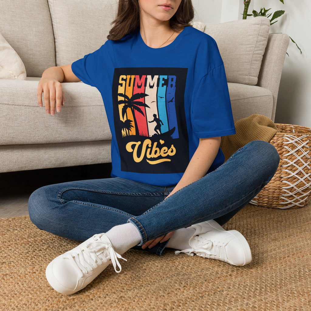 Summer Vibes T-Shirt — Retro Palm Tree Surf Graphic Printify