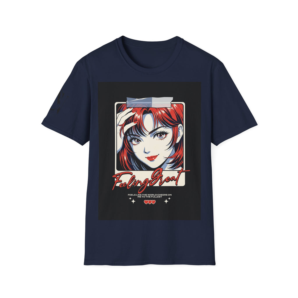 Anime Girl Portrait T-Shirt — Retro Redhead Illustration Tee Printify