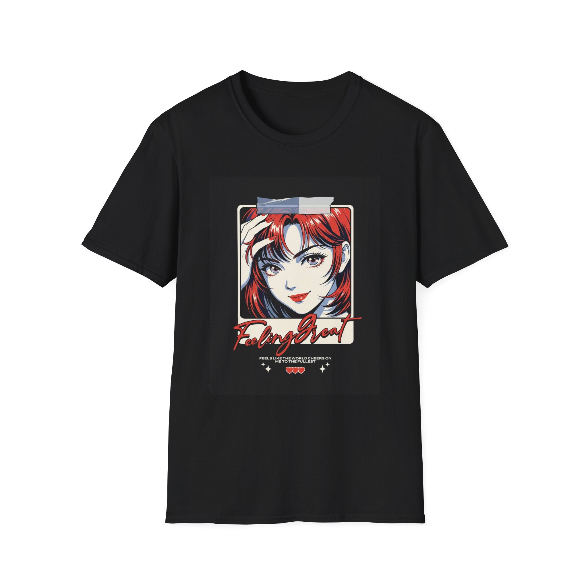 Anime Girl Portrait T-Shirt — Retro Redhead Illustration Tee Printify