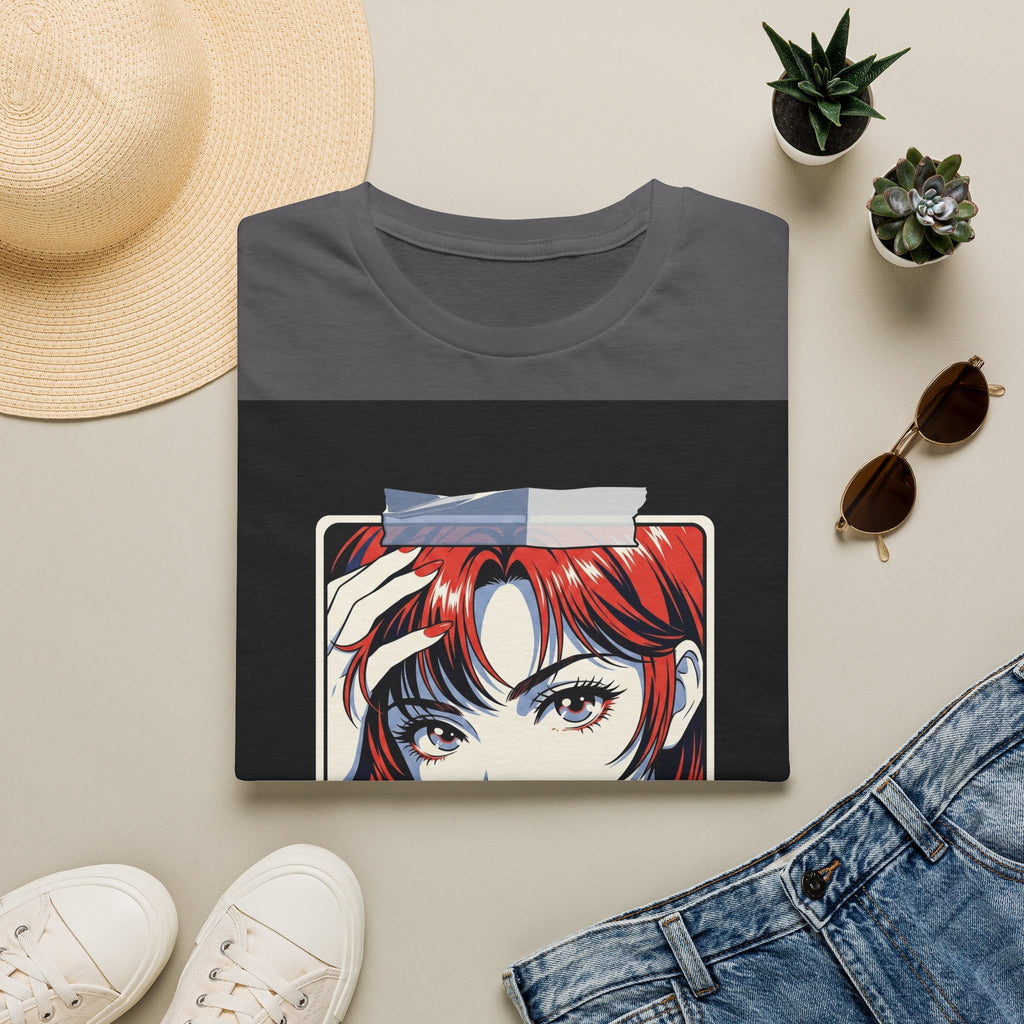 Anime Girl Portrait T-Shirt — Retro Redhead Illustration Tee Printify