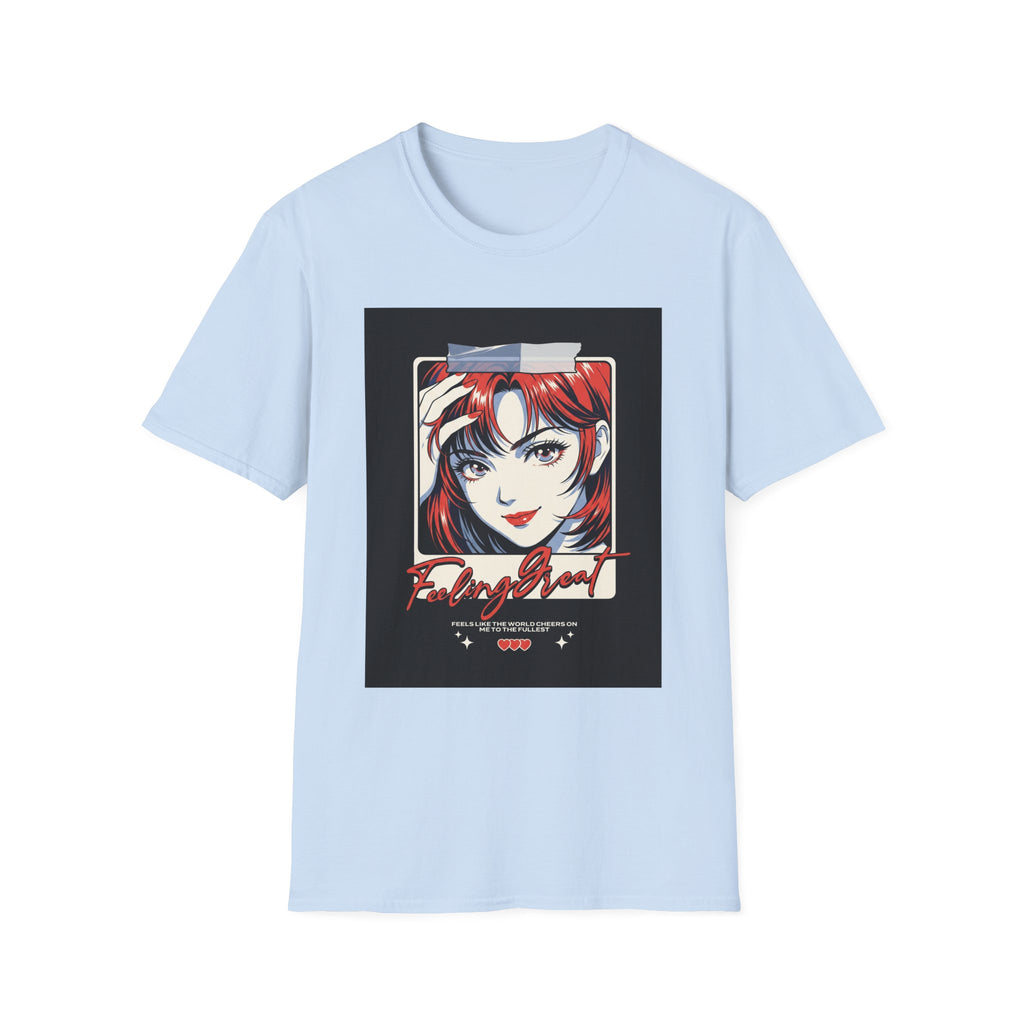 Anime Girl Portrait T-Shirt — Retro Redhead Illustration Tee Printify