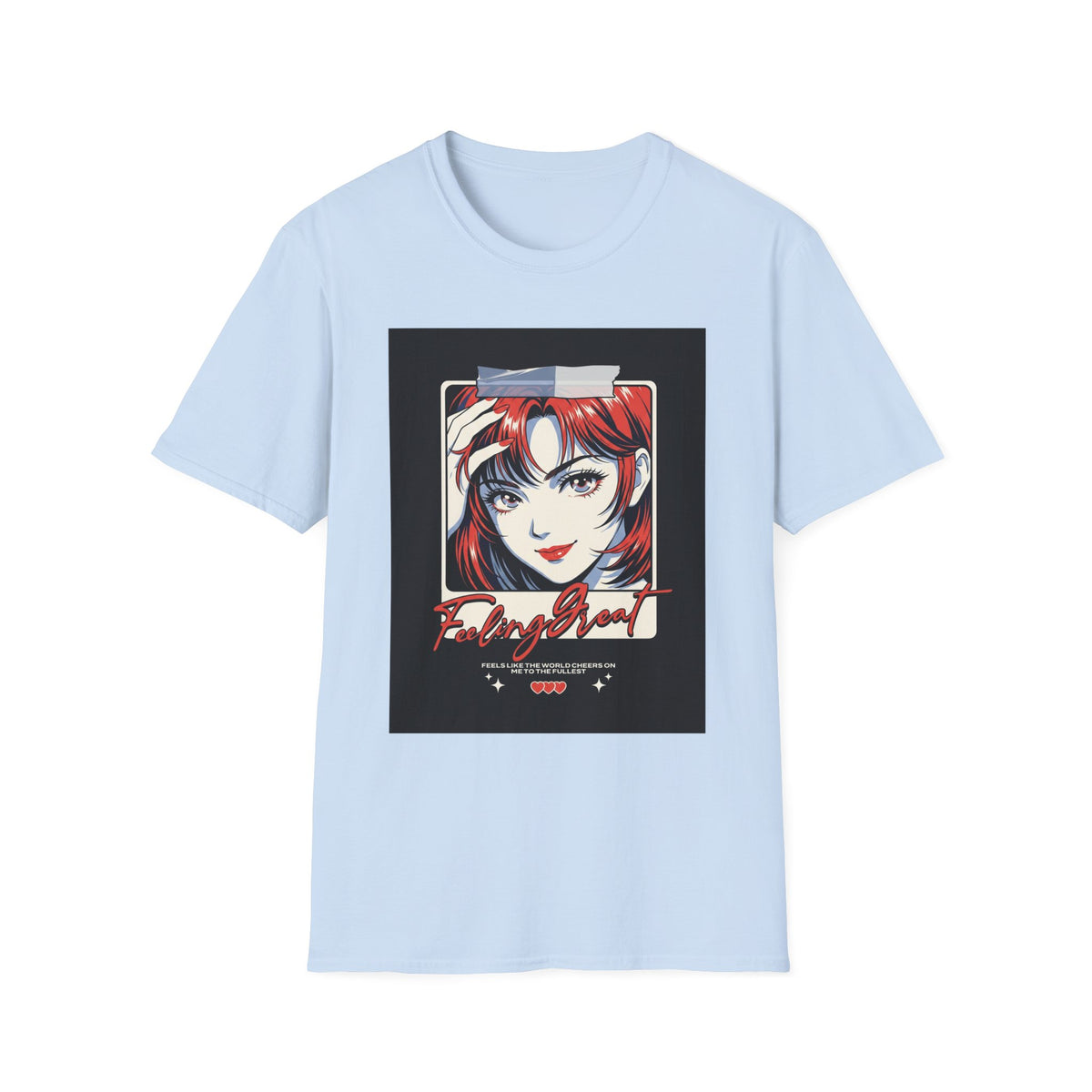Anime Girl Portrait T-Shirt — Retro Redhead Illustration Tee Printify