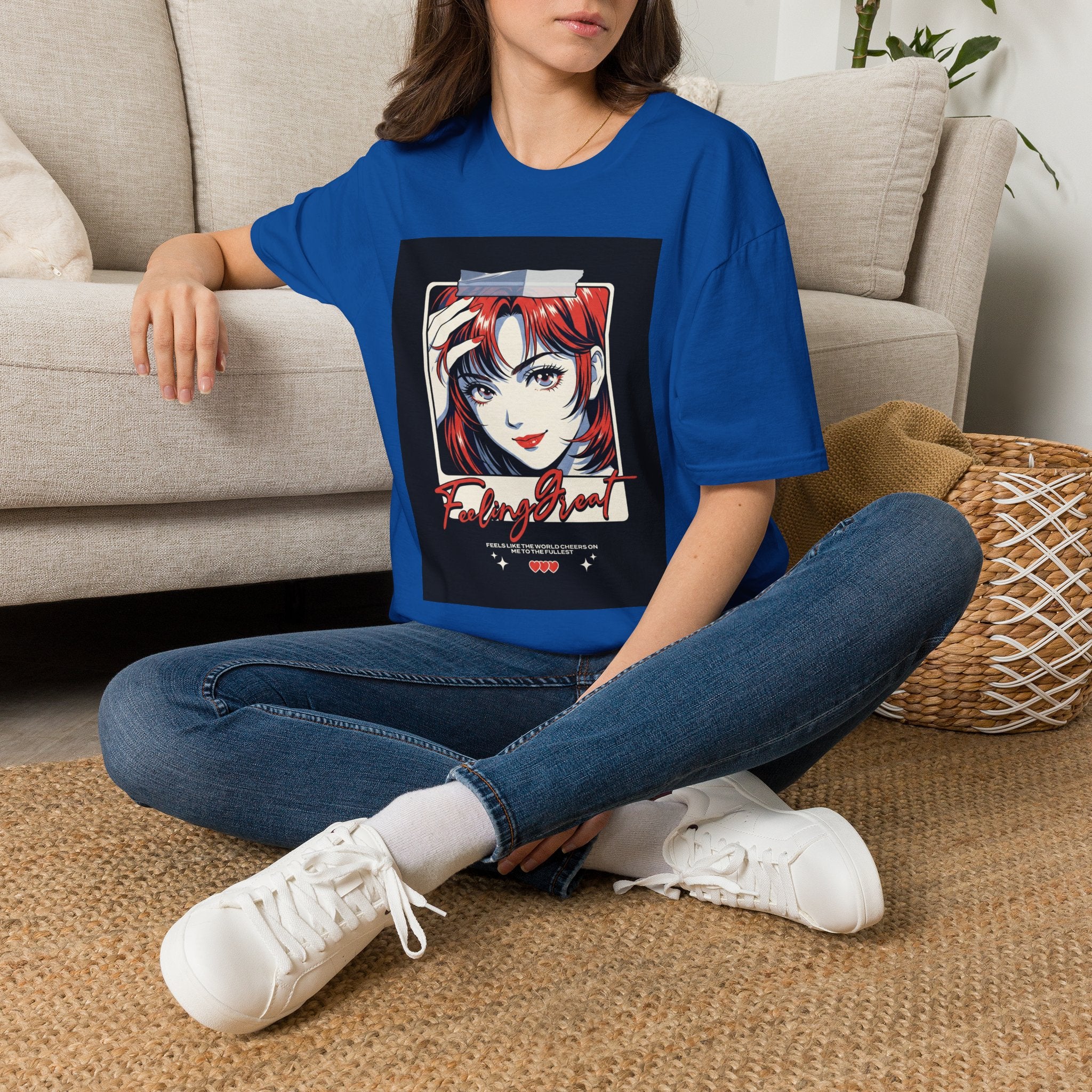Anime Girl Portrait T-Shirt — Retro Redhead Illustration Tee Printify