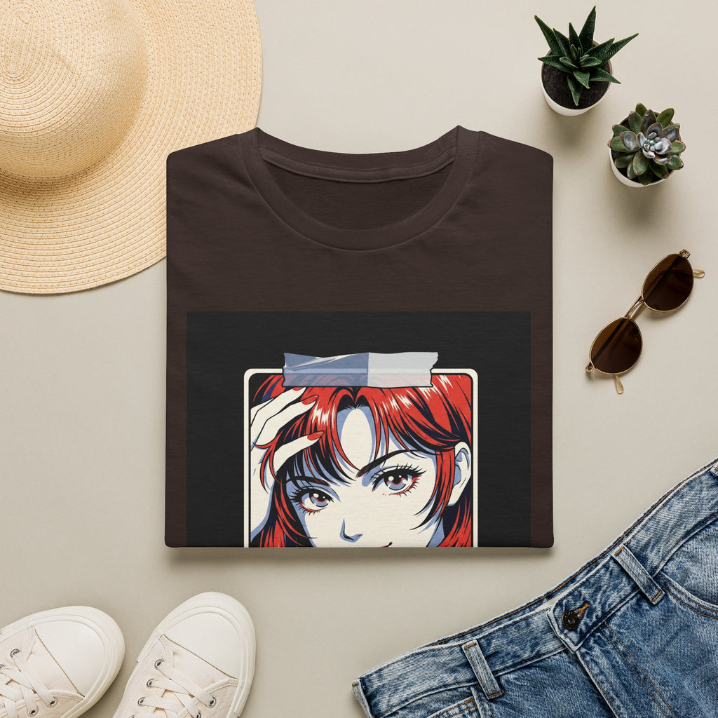 Anime Girl Portrait T-Shirt — Retro Redhead Illustration Tee Printify