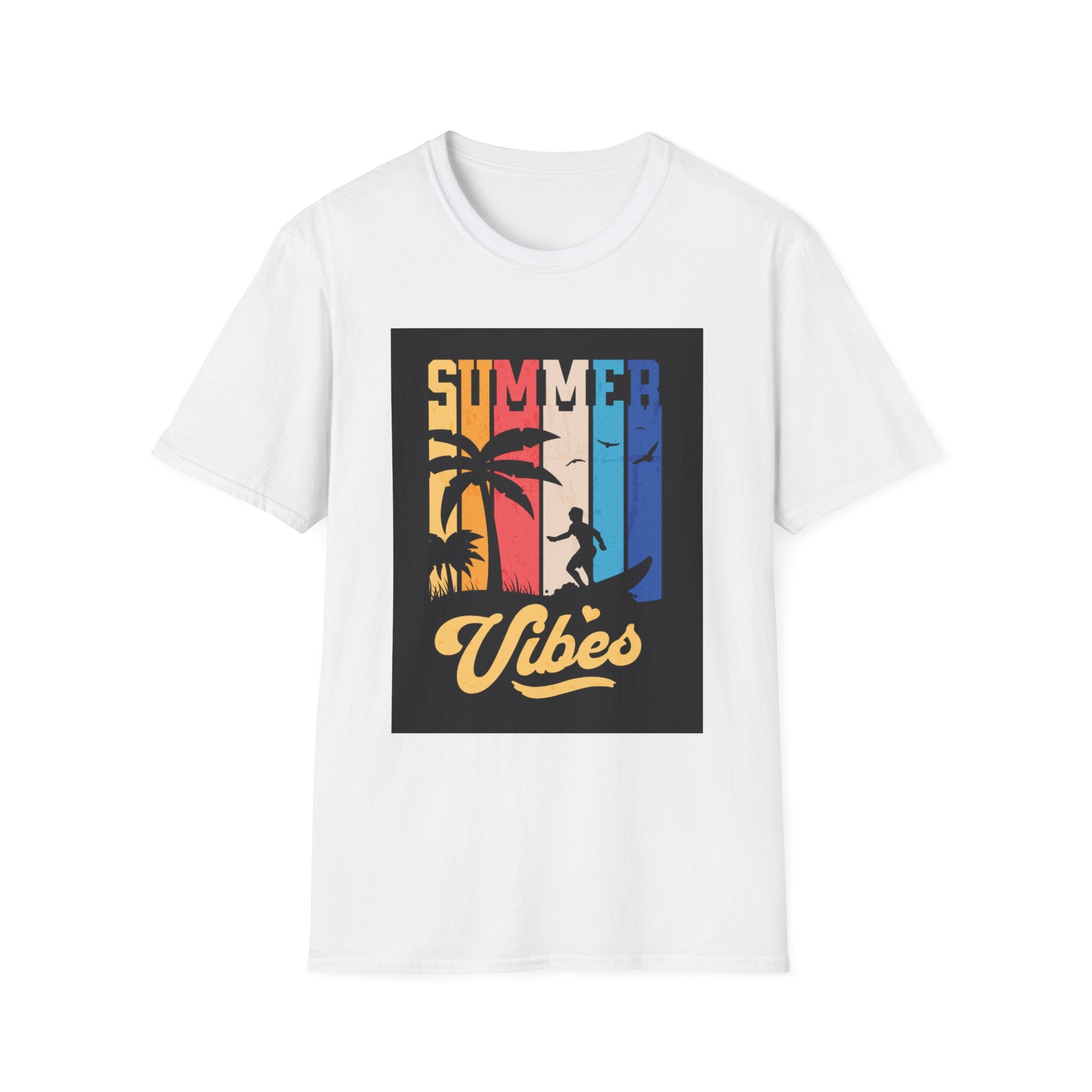 Summer Vibes T-Shirt — Retro Palm Tree Surf Graphic Printify