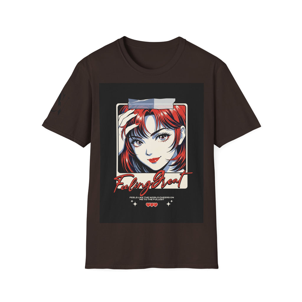 Anime Girl Portrait T-Shirt — Retro Redhead Illustration Tee Printify