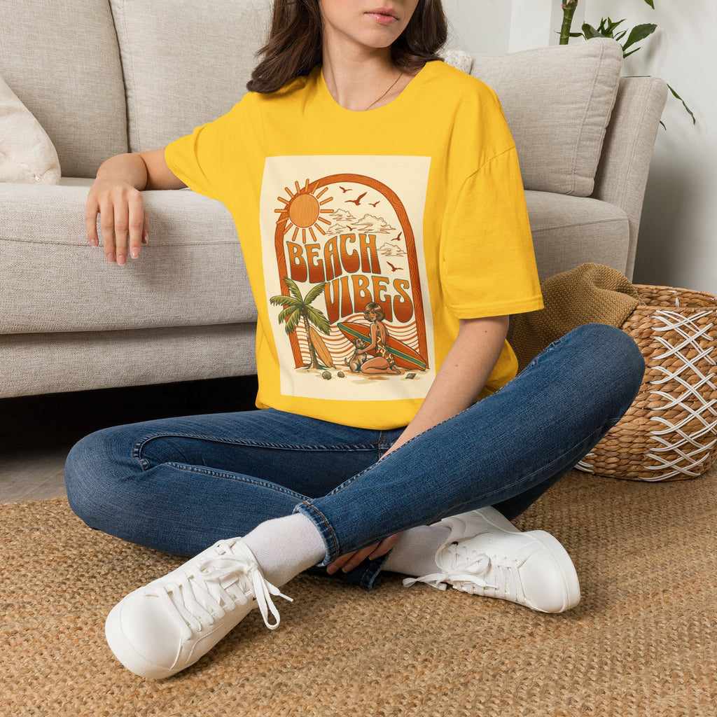 Beach Vibes T-Shirt — Retro Sun & Palm Graphic Tee Printify