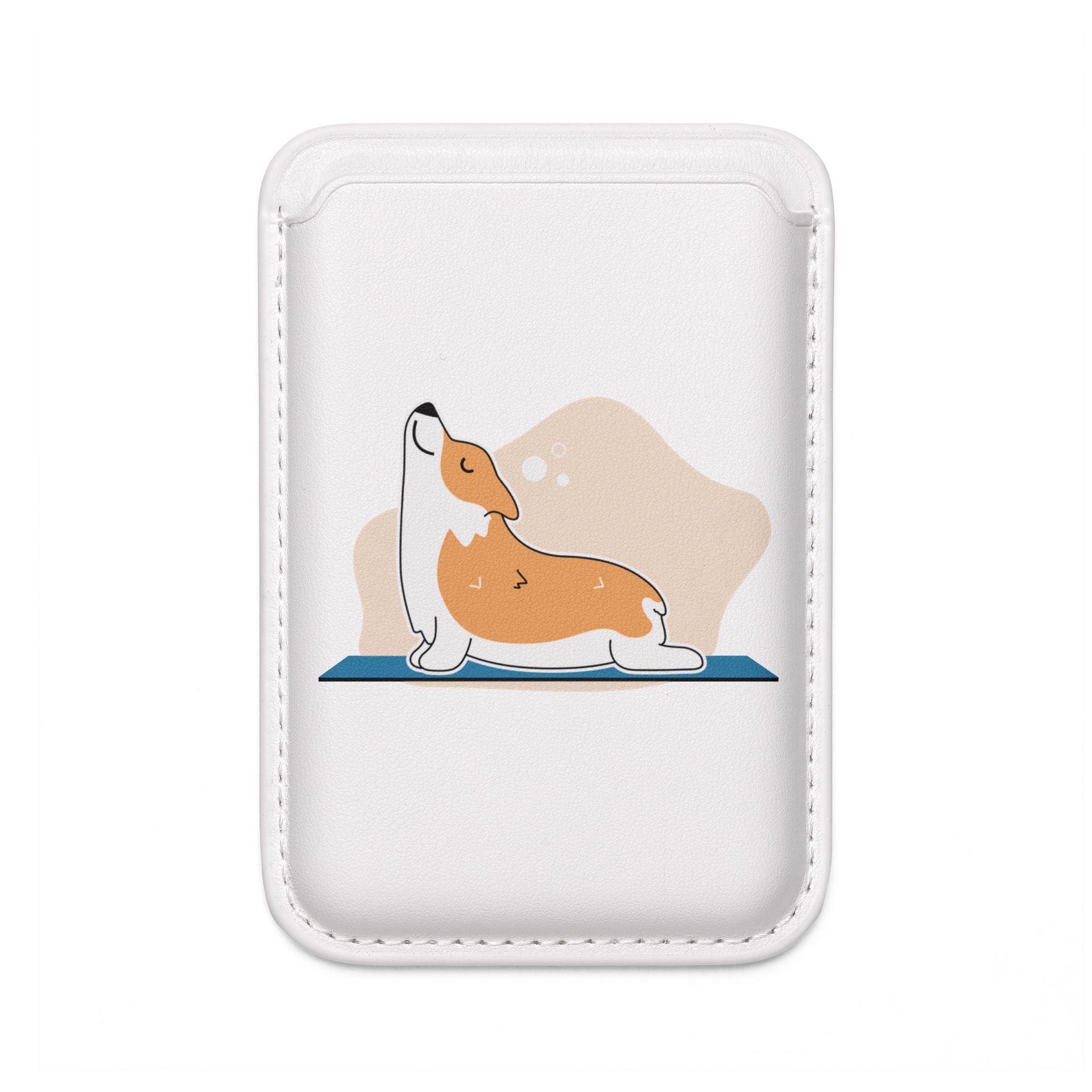 MagSafe Vegan Card Wallet — Corgi Yoga Illustration Printify