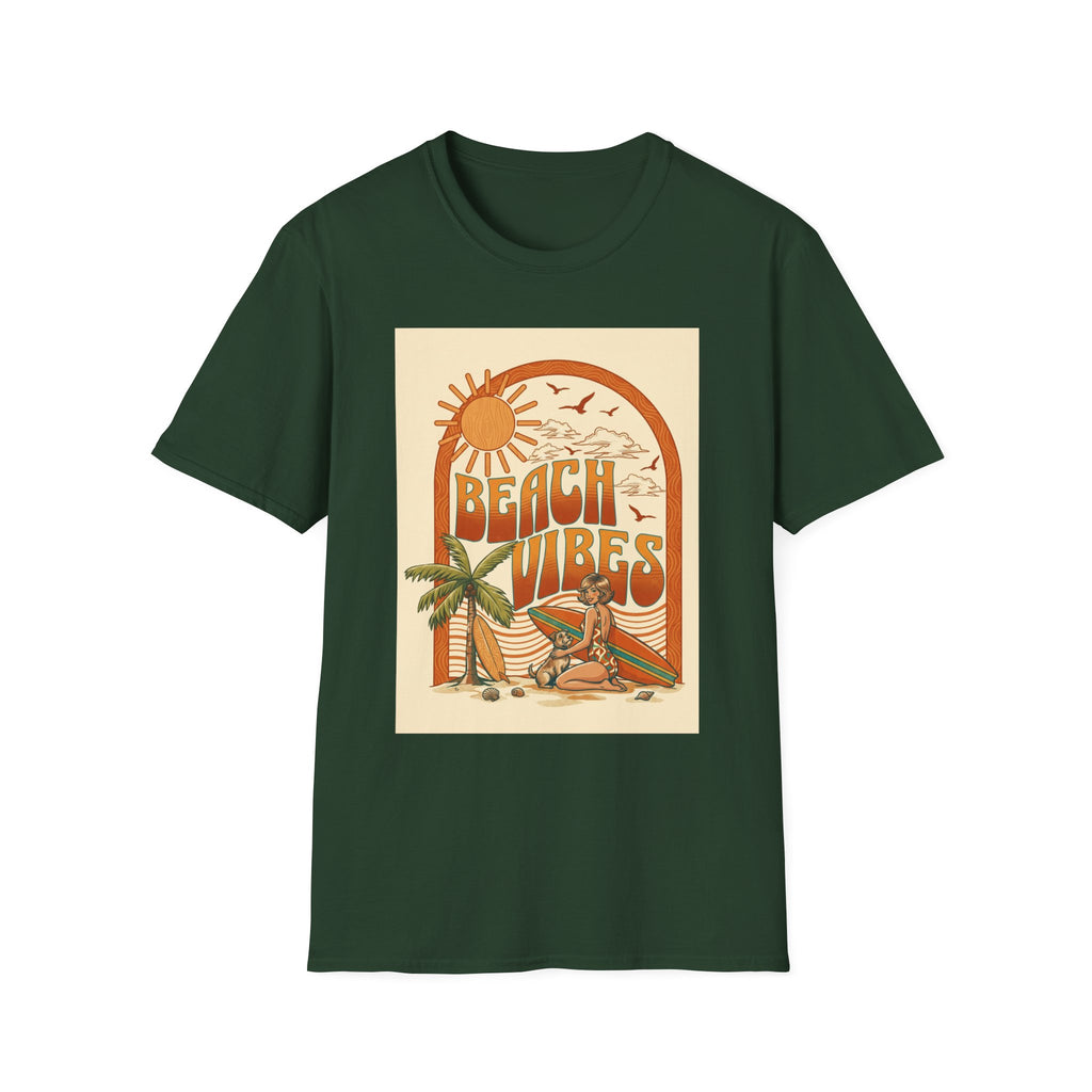 Beach Vibes T-Shirt — Retro Sun & Palm Graphic Tee Printify