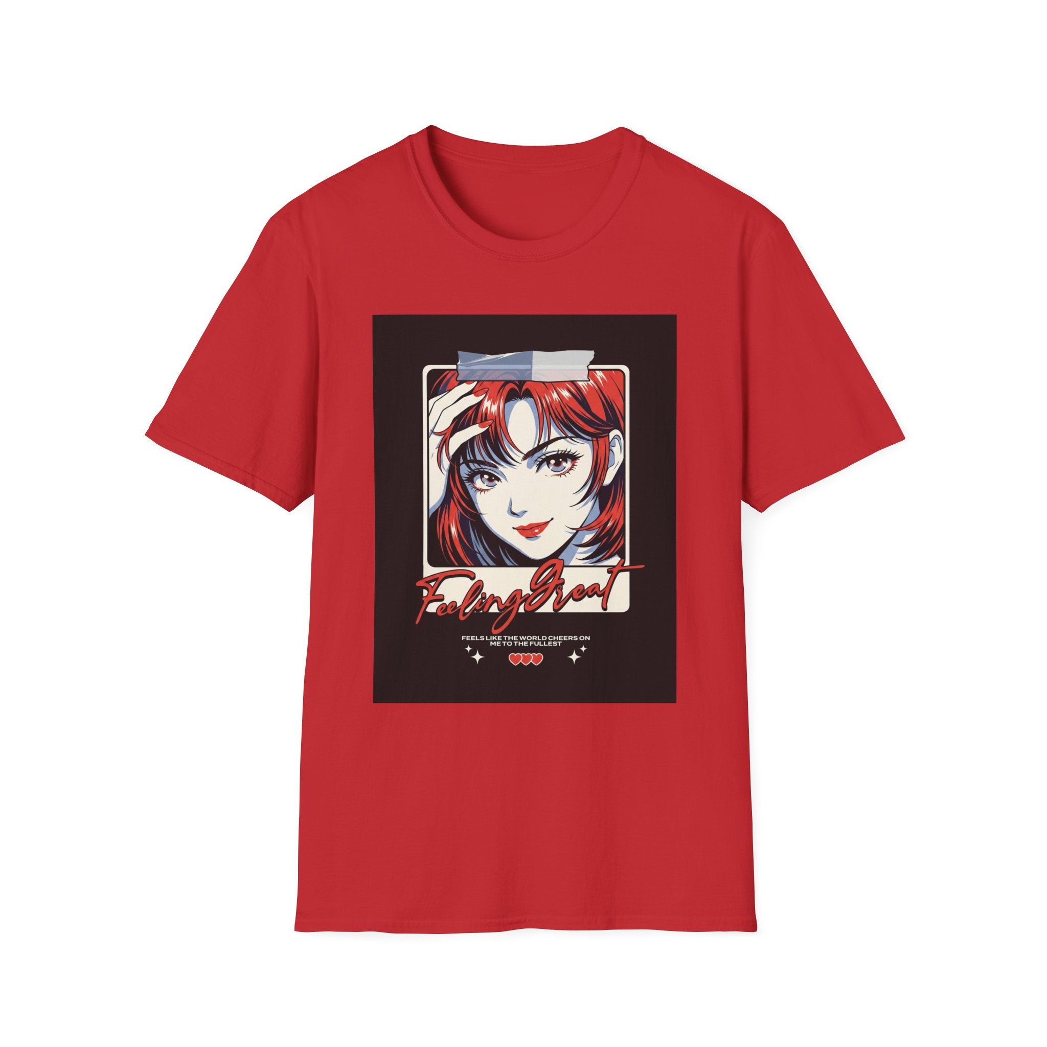 Anime Girl Portrait T-Shirt — Retro Redhead Illustration Tee Printify