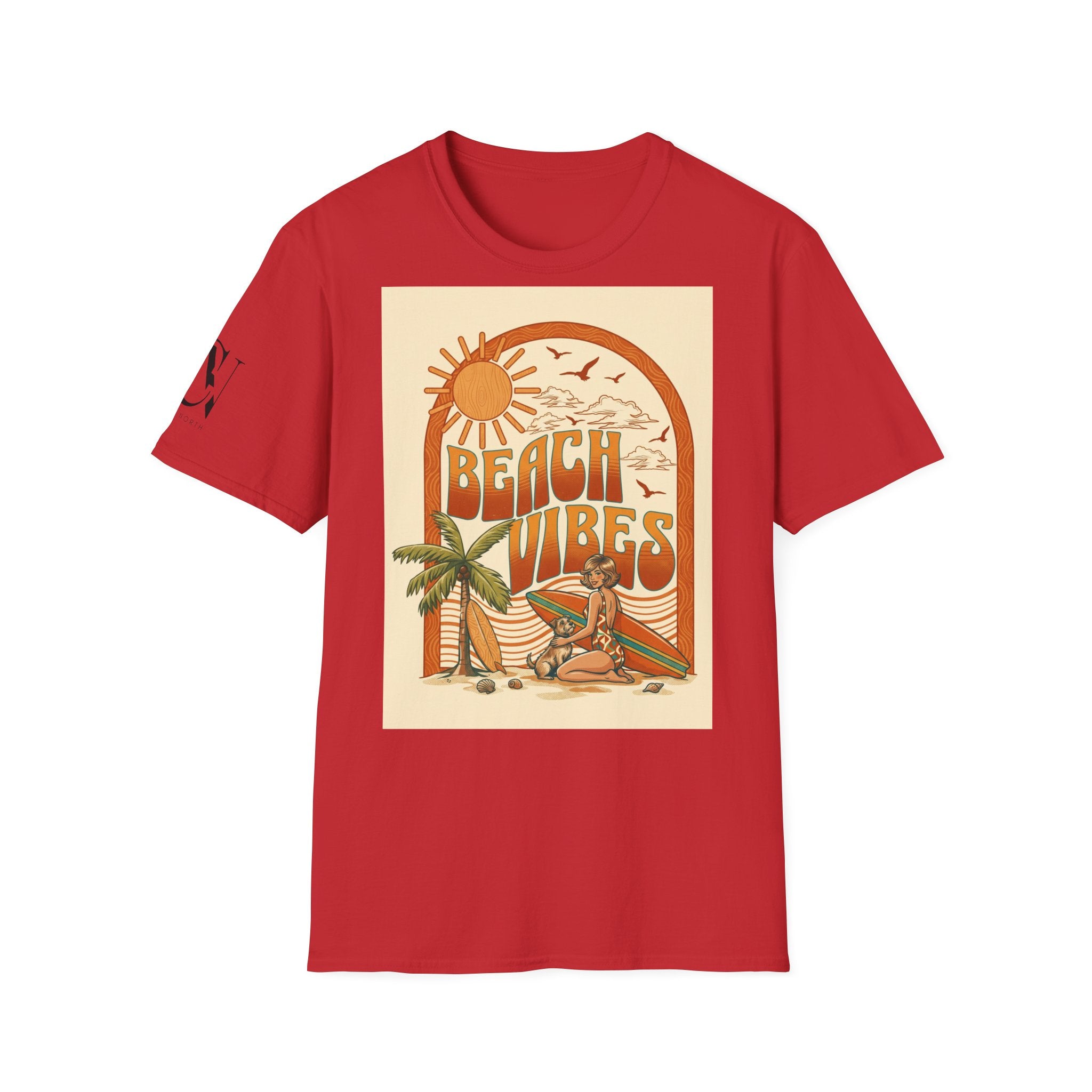 Beach Vibes T-Shirt — Retro Sun & Palm Graphic Tee Printify