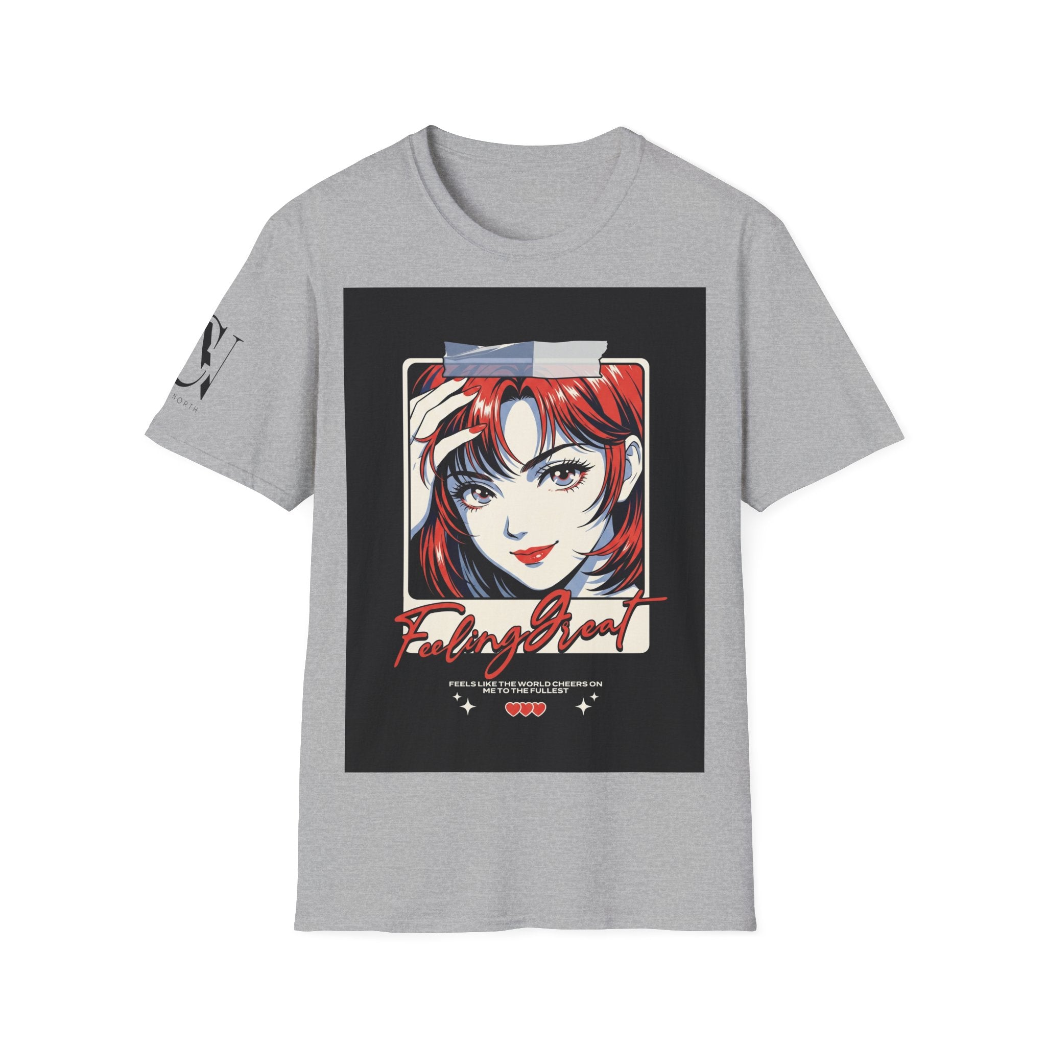 Anime Girl Portrait T-Shirt — Retro Redhead Illustration Tee Printify