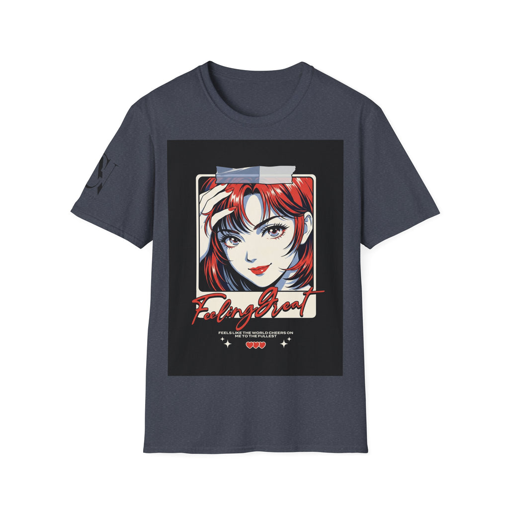 Anime Girl Portrait T-Shirt — Retro Redhead Illustration Tee Printify