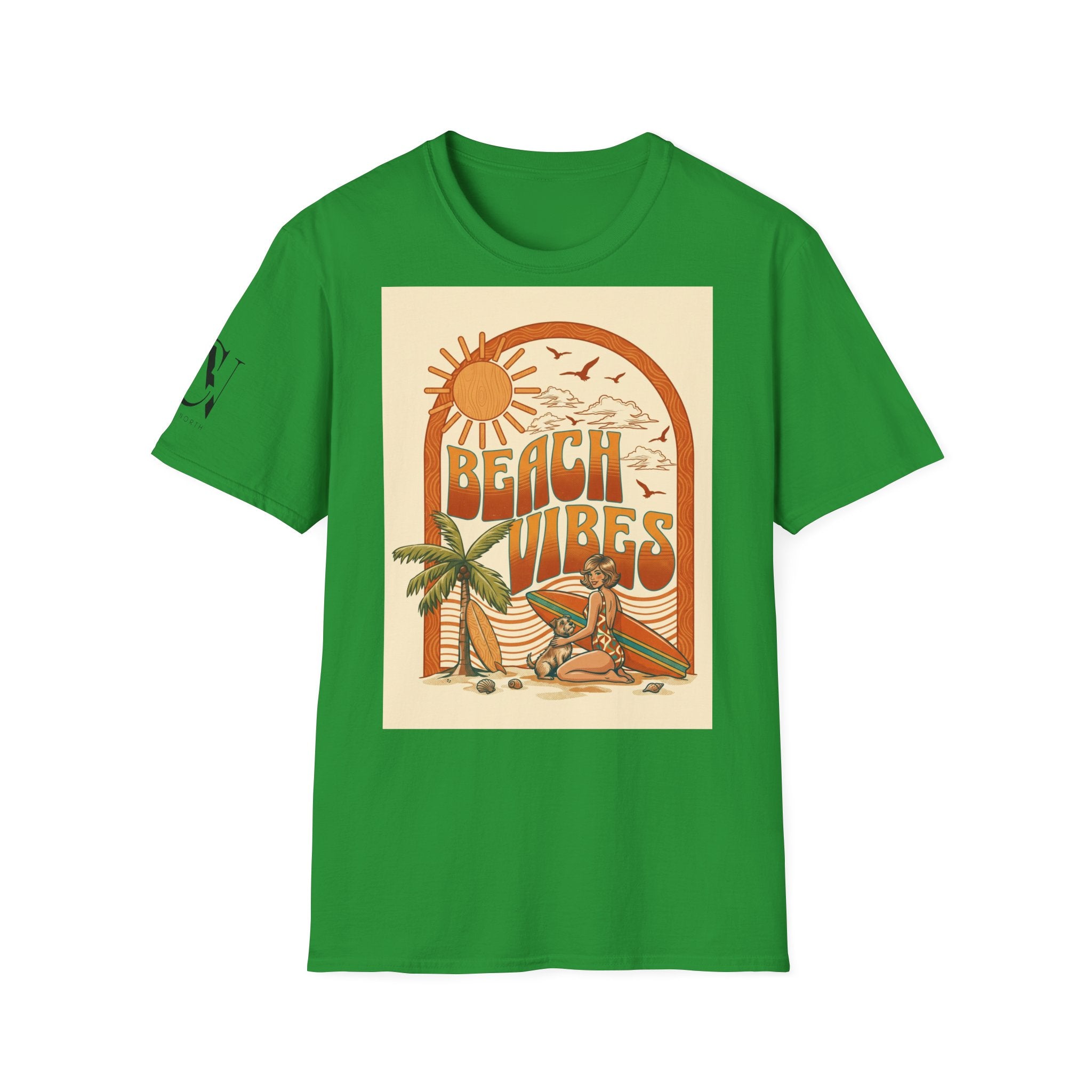 Beach Vibes T-Shirt — Retro Sun & Palm Graphic Tee Printify