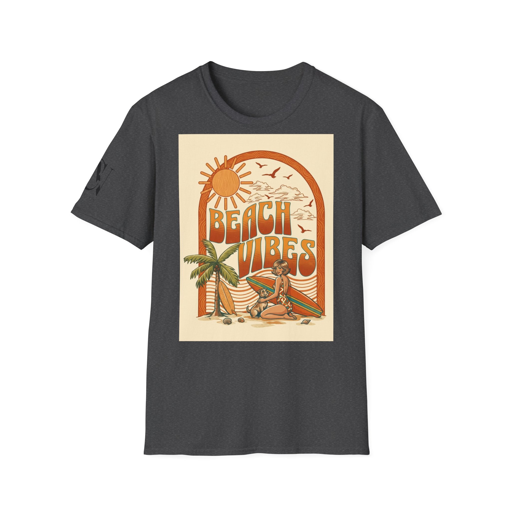 Beach Vibes T-Shirt — Retro Sun & Palm Graphic Tee Printify