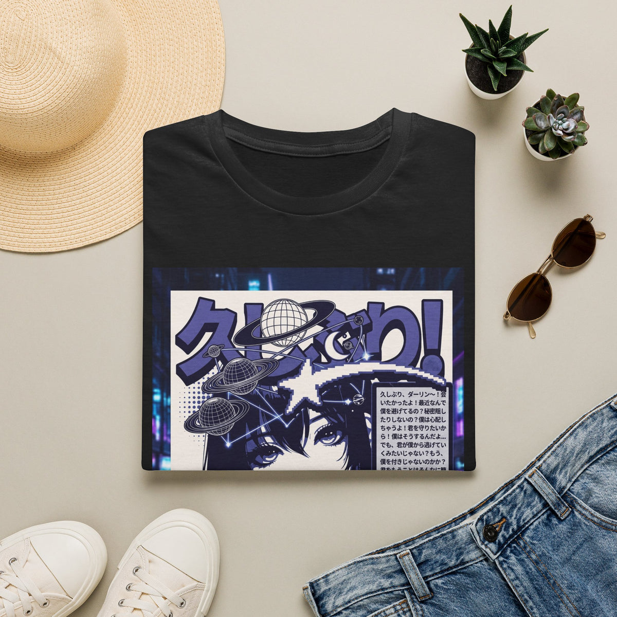 Anime Space Girl T-Shirt — Japanese Graphic Aesthetic Printify